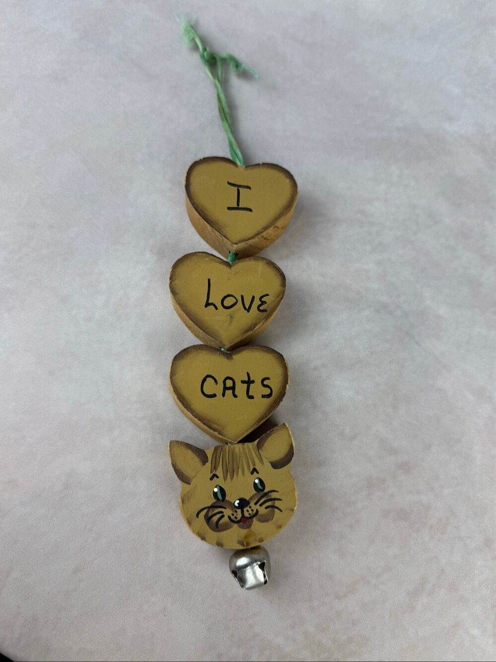 Vintage Wooden Heart Cat Wall Hanging Cottagecore Primitive